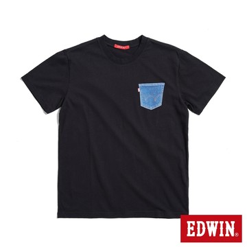 EDWIN 男款 人氣復刻款 印花貼口袋短袖T恤(黑色)