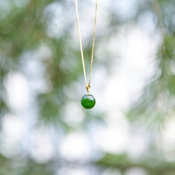 【墜享】天然和田碧玉圓珠吊墜女款時尚流行簡約復古高級感銀飾品