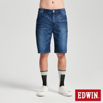 EDWIN 男裝 加大碼 冰河玉斜紋 迦績JERSEYS 寬丹寧短褲-拔洗藍