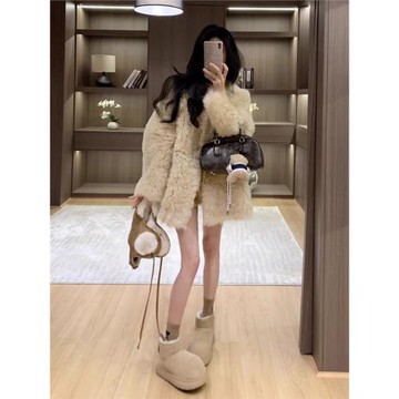 (免運)Leathercat仿皮草皮毛一體2024新款爆款高級感小個子保暖毛毛外套