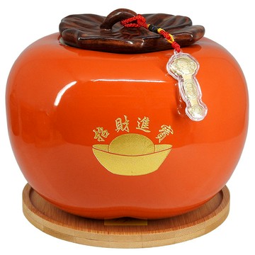 【吉祥開運坊】財位必備【辦公室招財聖品 柿柿如意聚寶盆大型 附木底座】開光