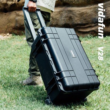 攝影旅行 露營潛水 戶外活動器材收納 Vidafun V28 防水氣密抗撞提把滑輪箱 黑色 外尺寸 62.5x42x34cm [直送日本]