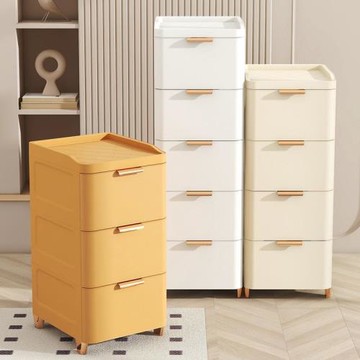 床 頭收納  柜 抽屜式家用臥室 床 邊塑料儲物  柜 奶油風夾縫加厚置物  柜