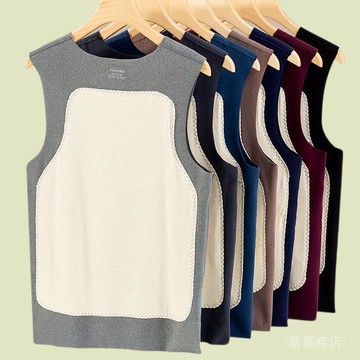 ✨可開發票#德絨保暖背心男鼕季加絨加厚無痕坎肩防寒自髮熱蠶絲暖胃護背馬甲#免運