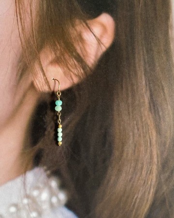 天河石 藍綠松石 || 14KGF注金 線條 渡假風 耳環