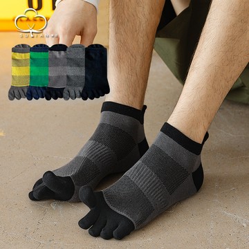 左右襪業 男士運動五指襪四季透氣腳趾分趾襪防臭吸汗五趾後跟提耳男士短襪
