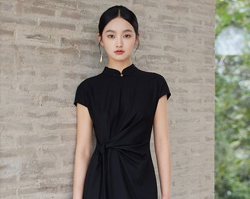 【黑色立領】新中式中國風改良旗袍