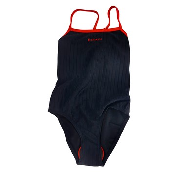 KONA81 酷吶81 女童連身三角泳衣 GLBT-G-08 抗UV材質 UPF50 X型肩帶後背設計  黑色 + 紅色  110
