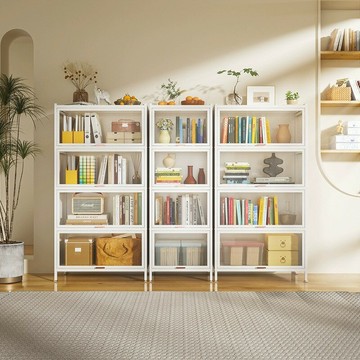 家用鋼制書柜落地防塵帶門儲物柜兒童鐵藝書架書房客廳置物收納柜zm7191ws7191