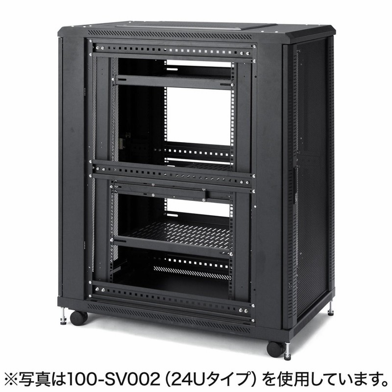 サーバーラック 19インチ 小型 12U 奥行100cm メッシュパネル 棚