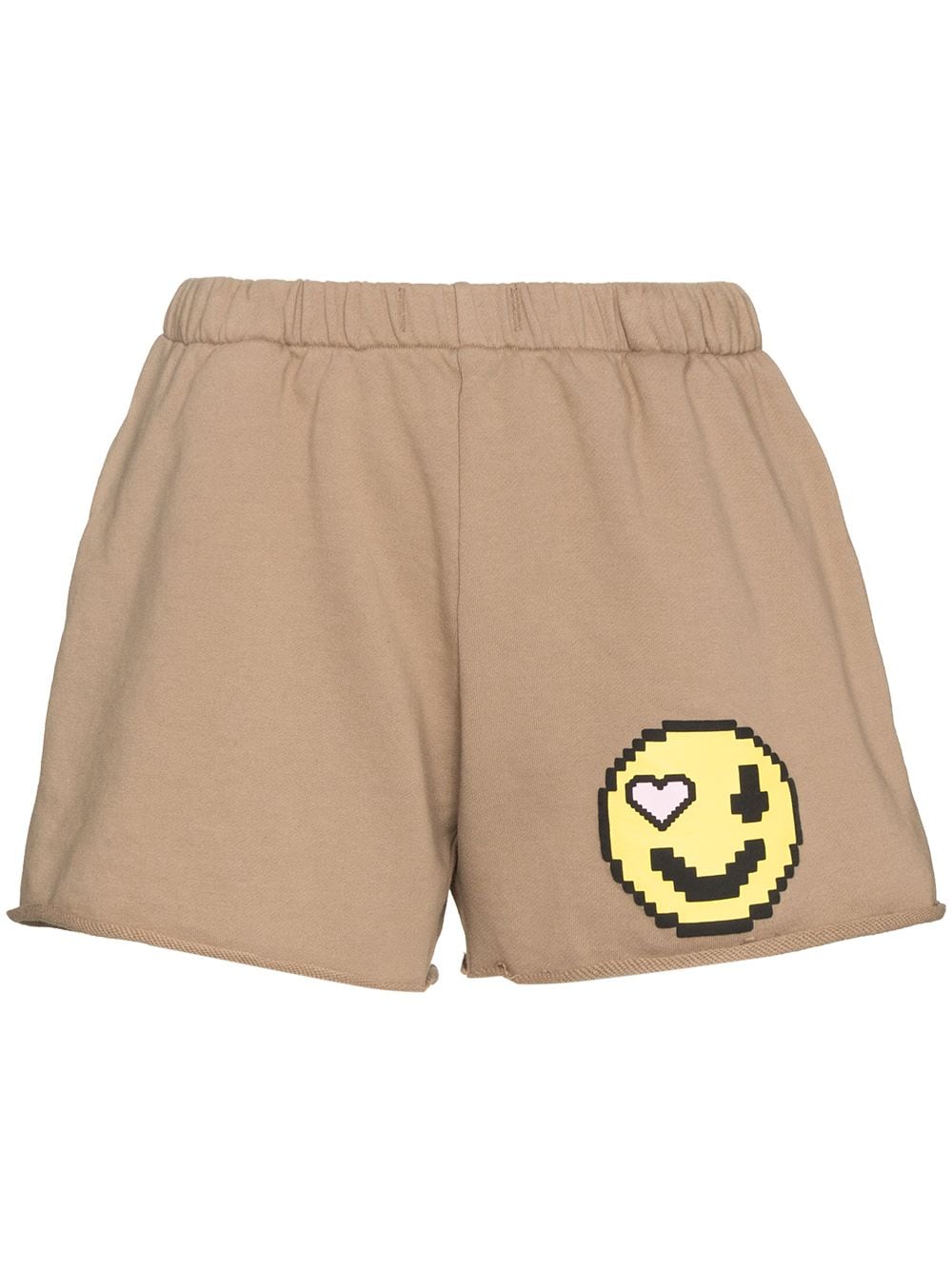 Natasha Zinko - Emoji-print track shorts - women - Cotton - XS - Neutrals