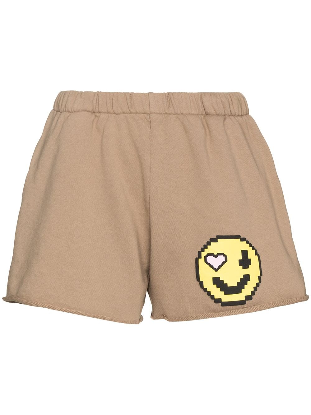 Natasha Zinko - Emoji-print track shorts - women - Cotton - M - Neutrals