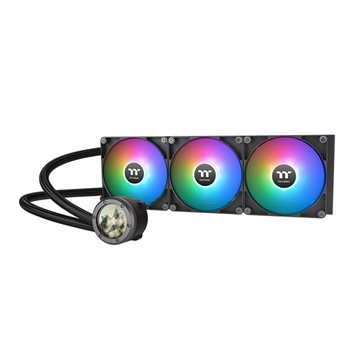 Thermaltake TH420 V2 Ultra ARGB 具全新工業造型水冷頭其水冷頭上有 480 x 480 解析度的LCD液晶螢幕顯示器將Ultra的特色也融入TH系列
