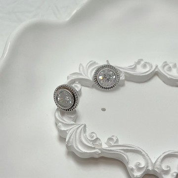 [隔日到貨]Eira Accessory 鑲鑽鈕扣耳釘‧925純銀耳釘‧輕奢 耳環 耳釘 耳針 送禮 A002-15A