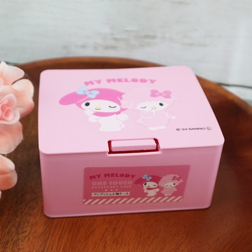 日本進口 美樂蒂彈蓋式牙線/棉棒小物收納盒