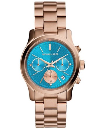 『Marc Jacobs旗艦店』美國代購 MK6164 Michael Kors 不鏽鋼藍面玫瑰金錶帶三環計時腕錶｜100%全新正品｜