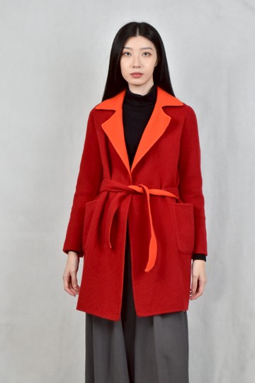 (S) max mara紅色翻領綁帶外套