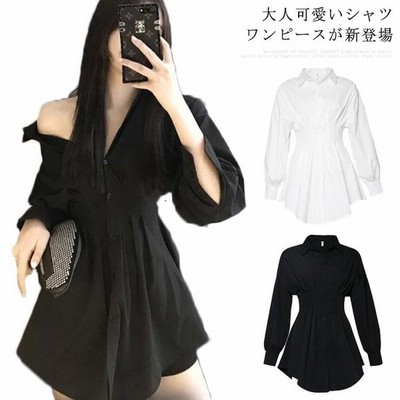 シャツワンピース レディース ワンピース ミニワンピース ショートワンピース 長袖 ボリュームスリーブ シャーリング 前開き ロングシャ 通販 Lineポイント最大get Lineショッピング