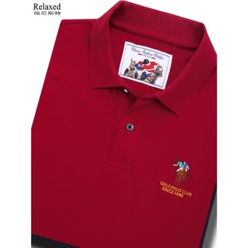 秋季長袖T恤男士翻領Polo衫高檔T寬松有領帶領品牌男裝上衣服純棉