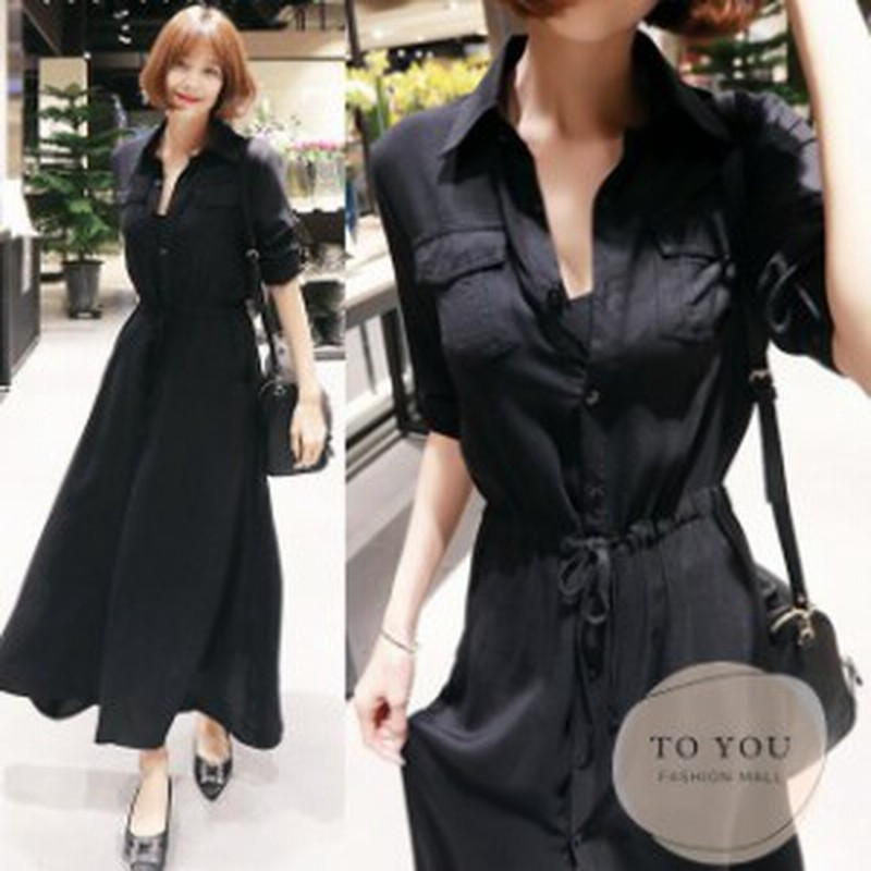 ワンピース 春 ワンピース フォーマル ロングワンピース レディース 春夏 40代 大きいサイズ 長袖 前ボタン 春ワンピ ブラック レッド ウ 通販 Lineポイント最大1 0 Get Lineショッピング