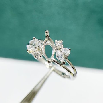 戒指空托馬眼形4*8/5*10/6*12MM女時尚個性指環S925純銀鍍18K金色