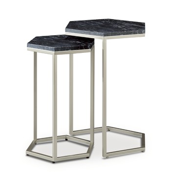 哈特利六邊形套几-黑白紋