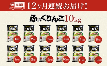 北海道 定期便 12ヵ月連続12回 木古内産 ふっくりんこ 10kg 特A 精米 米 お米 白米 北海道米 道産米 ブランド米 ごはん ご飯 ふっくら 産地直送 木古内公益振興社 送料無料