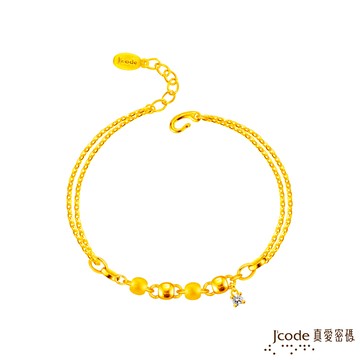 【J'code真愛密碼金飾】點點舞曲黃金手鍊-雙鍊款