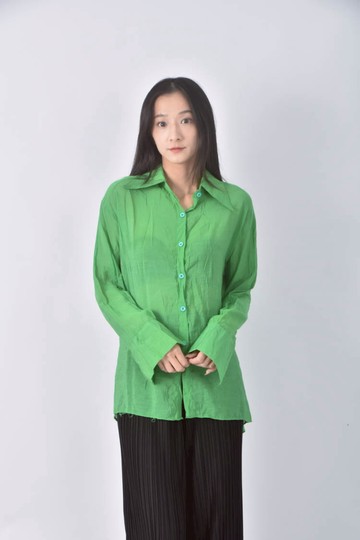 (L) ypy排扣綠色長袖上衣