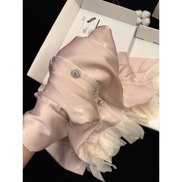 (免運)睡衣女款春秋季冰絲綢長袖長褲粉色花瓣千金感甜美夏天家居服套裝