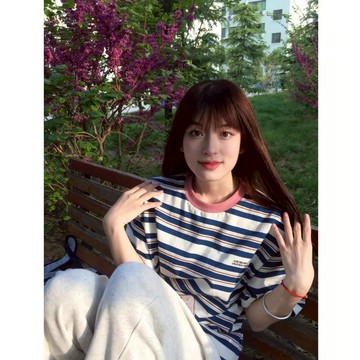【NZN】新款夏季女裝美式復古條紋T恤撞色拼接短袖襯衫