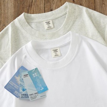 夏季高端400g索羅娜長絨棉水絲短袖男純色圓領冰感抗菌正肩T恤男