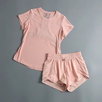 運動套裝女夏季專業晨跑步速干健身服短袖t恤顯瘦網紅瑜伽服套裝