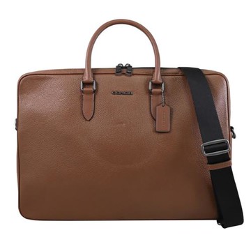 COACH CCF59 ETHAN 浮雕LOGO荔枝皮革兩用商務公事包.咖