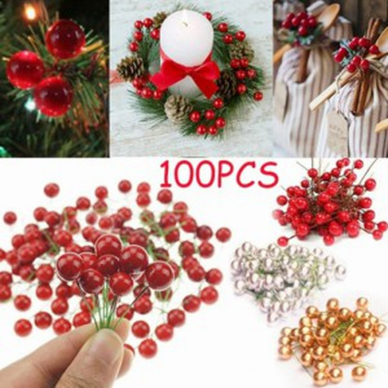 Diyのクリスマスツリーガーランドのホームウェディングの装飾のための100個の10ミリメートルのシミュレーションベリーの装飾フルーツ 通販 Lineポイント最大1 0 Get Lineショッピング