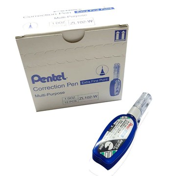 【角落文房】Pentel 飛龍 ZL102-WT 易壓迷你修正液(藍) 12入