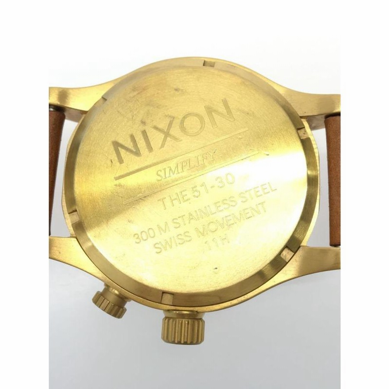 NIXON◇クォーツ腕時計/アナログ/レザー/ゴールド/ブラウン/THE51-30  