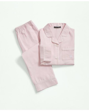 Brooks Brothers Kids Striped Pajama Set | Pink | Size 10