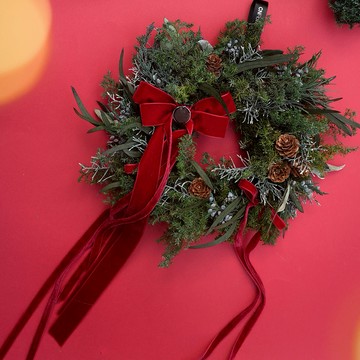 聖誕限定🌲快速出貨🚀【CNFlower】暖紅冬日 恆星花圈  永生花 居家擺飾 裝飾 怎麼放都美 聖誕裝飾 聖誕布置