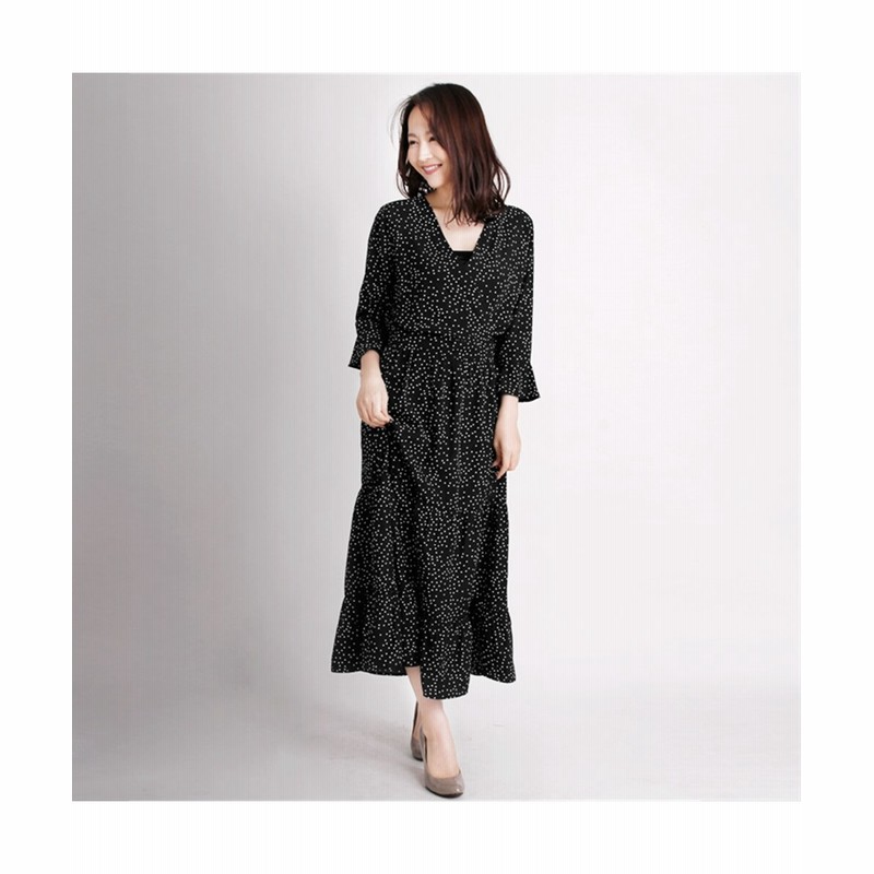 Martha マーサ ドットプリントカシュクールロングワンピース 通販 Lineポイント最大1 0 Get Lineショッピング