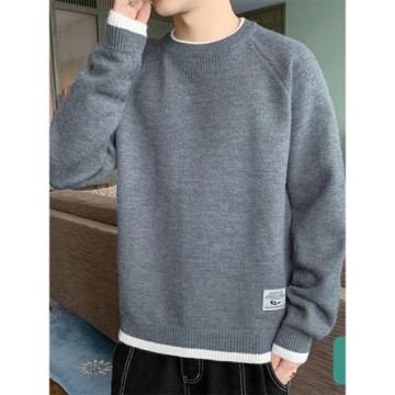 毛衣男款2025春秋季潮牌上衣服圓領套頭針織衫秋冬裝日系復古外套