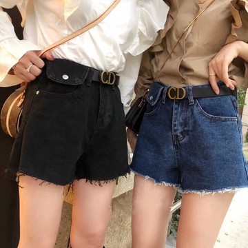 3色現貨秒出♥️實拍【JinG】個性女孩🌟假口袋水洗毛邊高腰褲 寬管A字褲 高腰短褲 牛仔褲 牛仔短褲 工作褲