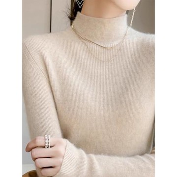 加厚半高領針織衫女2025秋冬新款復古修身顯瘦內搭軟糯毛衣打底衫