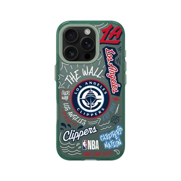iPhone 16 Pro Clear 憂墨綠 - NBA - 塗鴉系列-洛杉磯快艇 Los Angeles Clippers - Graffiti