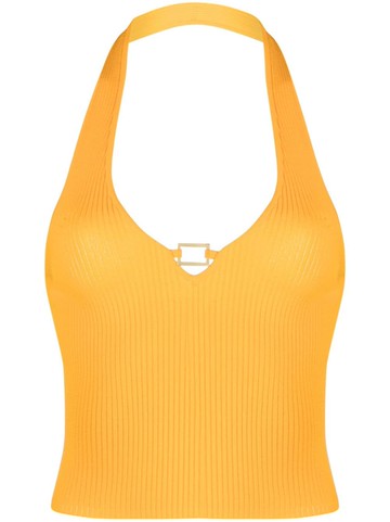 SANDRO - ribbed-knit halter top - women - Polyamide/Polyester/Viscose/Elastane - 0 - Orange
