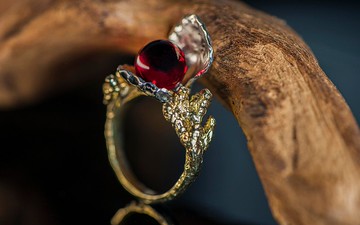 琥珀珍珠戒指、紅琥珀圓珠戒指、紅琥珀珍珠造型戒指