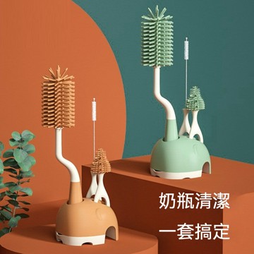 奶瓶嬰兒清洗專用刷子清潔套裝涮子旋轉長柄吸管奶嘴硅膠清潔刷超柔無垢矽膠旋轉奶瓶刷 奶瓶刷 奶瓶清潔 杯刷 矽膠刷