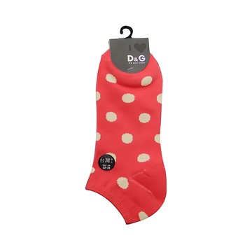 D&G BEAUTY 圓點隱形襪 D263  22~25cm  橘紅色 + 淺米色