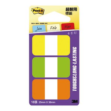 3M Post-it利貼可再貼抽取式超厚材質標籤/686-YGO/25x38mm/18張x3色/個