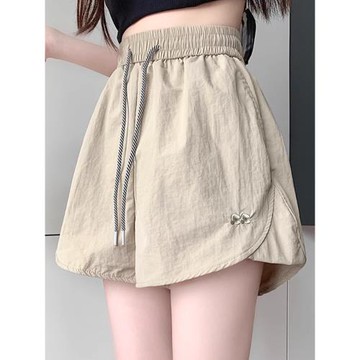 冰絲速干闊腿褲短褲子女夏小個子大碼休閑瑜伽熱褲高腰工裝運動褲